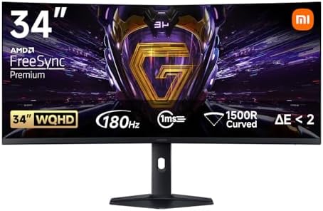 （01:00時点） シャオミ Xiaomi 曲面ゲーミングモニターG34WQi 34 インチ WQHD ディスプレイ 400nitsの高輝 3440×1440 1500Rの湾曲率 1ms GTG sRGB100% DCI-P3 95% 180Hz 広色域 HDR400 FreeSyncプレミアム ΔE < 2 2026 新モデル