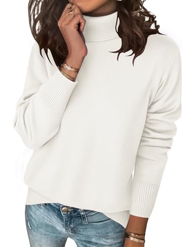 Zeagoo Women's Turtleneck Sweater Long Sleeve Casual Knit Pullover Top 2026 | Turtleneck Tops, Fall Sweaters for Women, Dressy Jumper Top, Loose Womens Fall Fashion Outfits, Trendy Basic Winter Clothes
