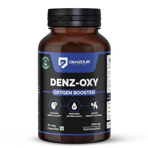 Denzour Nutrition Oxygen+ Capsules | Supports Energy, Focus & Mental Clarity | Helps Maintain Oxygen Utilization & Physical Endurance | 60 Veg Capsules | Made in India
