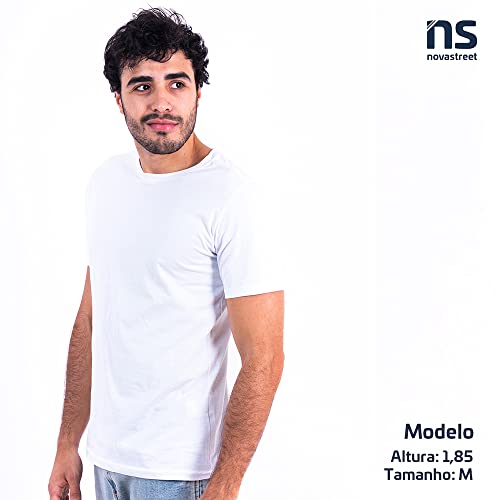 Kit 4 Camisetas Masculinas Básica Lisa Slim Algodão 30.1 Premium Cor:Branco:Branco:Branco:Branco;Tam