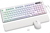 Wireless Keyboard and Mouse Combo - 9 Backlit Effects, Wrist Rest, Double-Shot Keycaps, Metal Panel, Long-Lasting Rechargeable, 2.4G Keyboard Mouse Set for Windows Mac PC Laptop – Sablute (White)