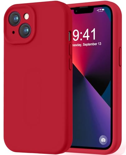 LOVE 3000 Protective Phone Case Designed for iPhone 13 6.1" Red | Premium Silicone, Camera Protection, Soft Anti-Scratch Microfiber Lining, Shockproof, Women Men Girls
