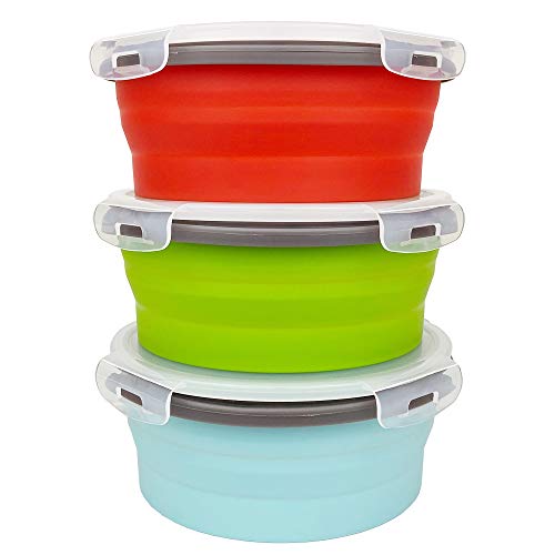 Cartints 1200Ml Large Collapsible Food Containers Silicone Lunch Containers Silicone Leftover Food Containers, Ideal For Camping Travel, 3Pack #TOP1