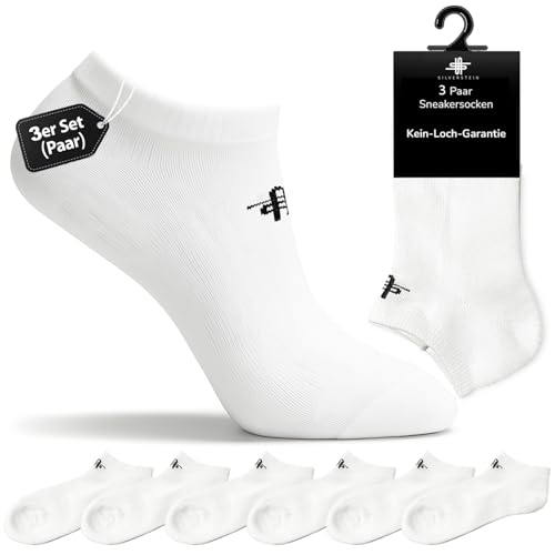 3 Paar Weiß Sneaker Socken Damen Herren 39-42 43-46 Kurzsocken | Unisex Laufsocken Knöchelsocken verstärkte Baumwoll atmungsaktive langlebige No Show Sportsocken Kurz Running Sneakersocken