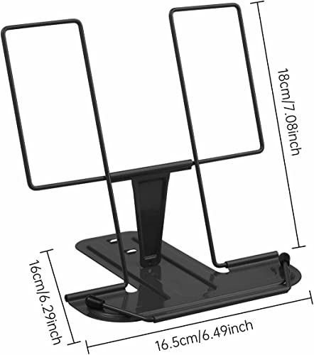 Suporte de livro de metal para mesa, suporte de livro de descanso de leitura ajustável, suporte port