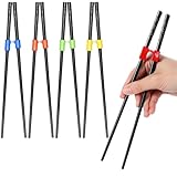 Mabor 5-Pairs Chopstick Training Helpers for Adults, Beginner Learning Aid with Fixing Clip, Portable & Washable (Iron+ABS)