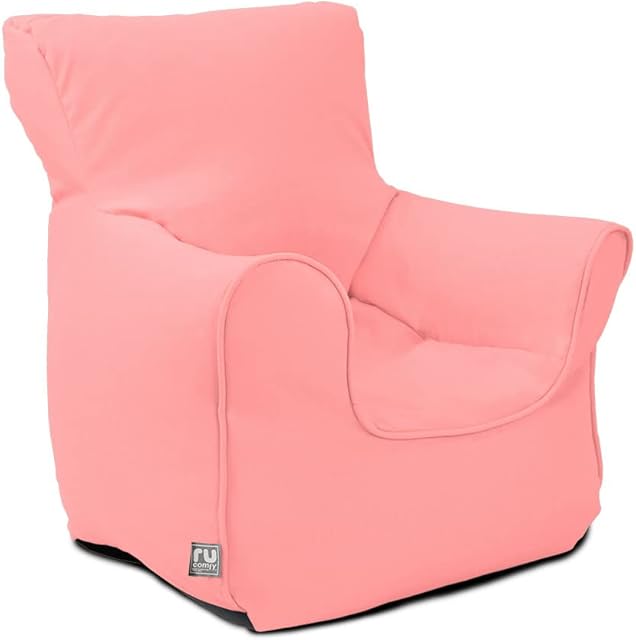 rucomfy Beanbags Trend Children's Armchair Bean Bag - Recliner Chair for Comfort & Support - Durable & Machine Washable - 45 x 52 x 64cm (Coral)
