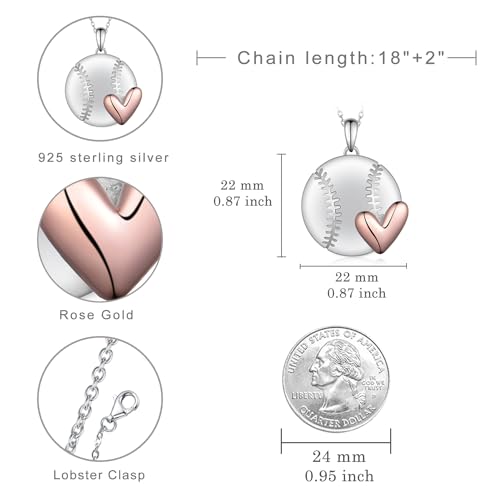Volleyball/Softball/Basketball/Baseball/Golf Necklace 925 Sterling Silver Sport Pendant Necklaces Jewelry Gifts for Women Men Sport Lovers4