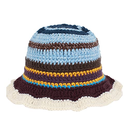 Minache Women Girls Floral Knitted Bucket Hat Strip Knitting Beanies Hat Crochet Fisherman Hat Winter Casual Flower Bucket Cap Colorful #TOP2