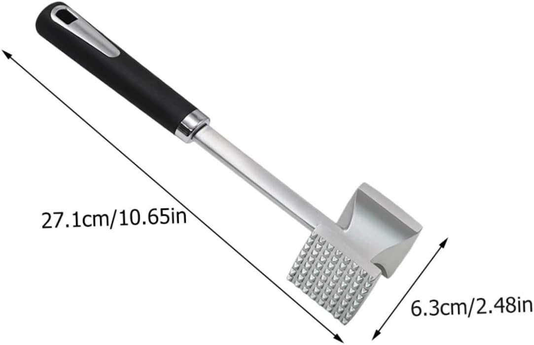 TIDTALEO Dual-sided Stainless Steel Meat Pounder Mallet Black Handle Home Kitchen Tenderizer Hammer for Beef Steak and Poultry Dishwasher Safe Meat Hammer with Ergonomic Handle Easy to