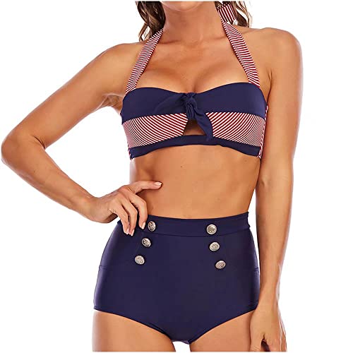 LYCG Damen Badeanzüge Bikini Zweiteilige Push-Up-Badeanzüge Hohe Taille Sexy Slim Bauchkontrolle Bademode Sommer Strandanzug Cover