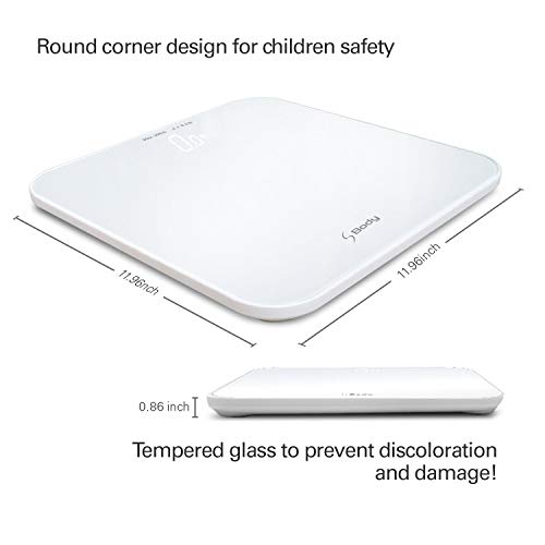 Visiontechshop S Body High Precision Ultra Wide Digital Body Weight Bathroom Scale Up To 396Lb/180Kg, Super-Clear Large Led Display,"Step-On" Technology, White #TOP2