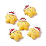 Spritewelry 30pcs Star with Hat Resin Charms Pendants Christmas Theme Opaque Resin Pendants Star Cha