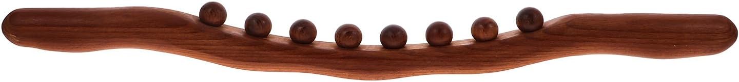 Wooden Massage Roller Stick 8-Bead Carbonized Gua Sha Body Tool for Full-Body Muscle Relaxation, Trigger Point Therapy and Back Scraping Massage