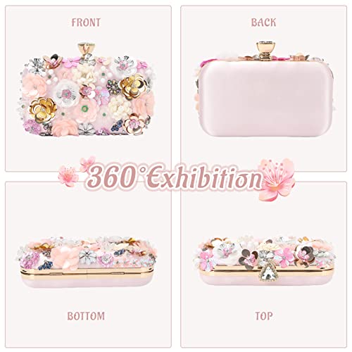 Lanpet Women Clutches Flower Evening Handbag Chain Strap Shoulder Bag Pink by Lanpet - Used condition - Image 2