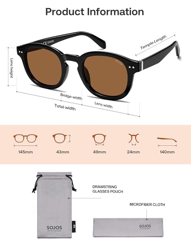 Image of SOJOS Retro Vintage Polarized Sunglasses for Women Men, Classic Square Panto Shades SJ2626