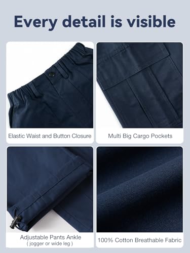 Image of Rolanko Girls Cargo Pants Wide Leg Streetwear Kids Pants with Pockets Trendy Jogger Trousers 4-14 Years
