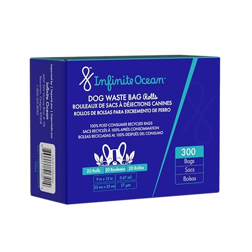 100% Post-Consumer Recycled Poop Bags for Dogs, 300 Dog Waste Bags, Odor-Proof, Leak-Proof, Extra-Thick Black Refill Rolls, Unscented, Doggie, Doggy, Puppy Bags