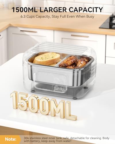 Yofidra Heated Lunch Box, Cordless 24000mAh 100W Electric Lunch Box with Smart Timer, 6.3-Cup Super Large Lunchbox for Men & Women, Portable Food Warmer with Insulated Bag for Outdoor/Office, Black - Image 6