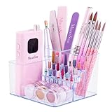 MelodySusie Nail Drill Holder, 21 Holes Nail Drill Bits Holder, Professional Acrylic Nail Tools Storage Box, Organizer Displayer for Manicure Efile Accessories Nail Drill Kit, Salon Home, Clear