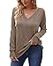 Arach&Cloz Women's Fall Tops 2025 Fashion Trendy V Neck Long Sleeve Shirts Dressy Blouses Knitted Casual Pullover Sweater Ladies Clothes Teacher Outfits Clothes Nutmeg XL