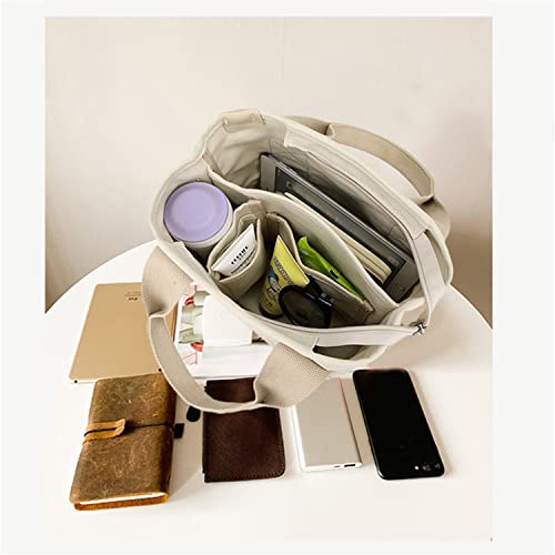 Large Capacity Multi-Pocket Handbag Japanese Handmade Tote Bag With Zipper Tote Purses Crossbody Bag Canvas Handbag For Women (A-Khaki) #TOP1