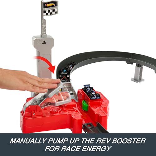 image for Hot Wheels Toy Car Track Set, 3 Formula 1 Die-Cast Vehicles in 1:64 Sc