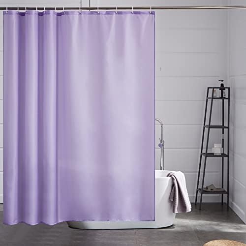 Furlinic Shower Curtain Waterproof Anti Mould Resistant Bathroom Curtains Washable Polyester Purple 180x180cm with Weight Tape 12 Hooks for Wetroom 72x72 Inch.
