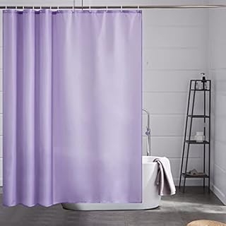 Furlinic Shower Curtain Waterproof Anti Mould Resistant Bathroom Curtains Washable Polyester Purple 180x180cm with Weight Tape 12 Hooks for Wetroom 72x72 Inch.