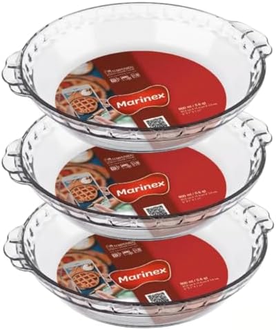 Kit 3 Forma Filetada 600ML Marinex Vidro Redonda Assadeira