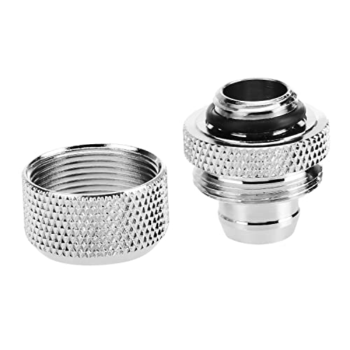 dracaena.io 6 Pack G1/4\" Thread to 3/8\" ID, 1/2\" OD Compression Fitting for Soft Tubing, Soft Tube Connectors for Computer Water Cooling System, Silver