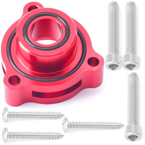 Esttlamer Blow Off Valve Adapter Compatible with Ford Fiesta Mustang Fusion Edge Escape Transit Bronco 1.5 1.6 2.0 2.3 2.7L, for EcoBoost Turbo BOV Adapter Red