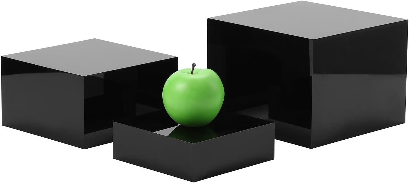 KEVJES Glossy Black Acrylic Cube Catering Buffet Riser,Nesting Display ...