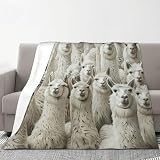 Manta de franela de invierno acogedora con estampado de llama de 70 x 80 pulgadas, manta de franela para sofá cama, camping
