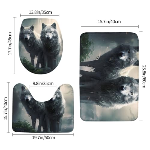 Tapis de bain antidérapant loup pour éviter les sols mouillés