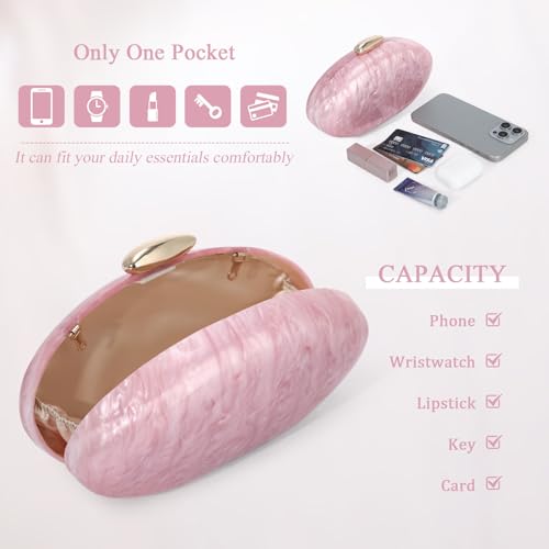 Fecialy Acrylic Shell Clutch Purses for Women Marble Evening Bag Trendy Metallic Acrylic Handbag for Wedding Party by Fecialy - Used condition - Image 6