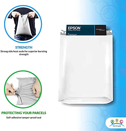 Abc White Gusseted Poly Mailer 11 X 13 X 4 Inch, Pack Of 100 Plastic Shipping Bags Self Seal, 2.5 Mil Plastic Mailing Bags For Clothes, Waterproof Expandable White Poly Mailers For Shoe Boxes, Toys #TOP2