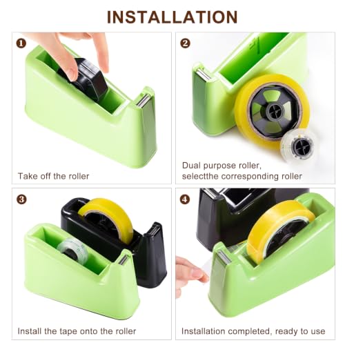 3 Sets Tape Dispenser Replacement Core Set with 3 Blades – 1" and 3" Plastic Tape Dispenser Roll Insert, Black Desktop Tape Dispenser Core Replacement Spare Parts Kit for Office, School, Shop - Image 4