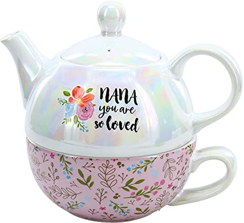 Pavilion Gift Company Nana You Are So Loved Tee-Set für 1 Person, blumiges und schillerndes Teeset, 411 ml, 57028 Cover
