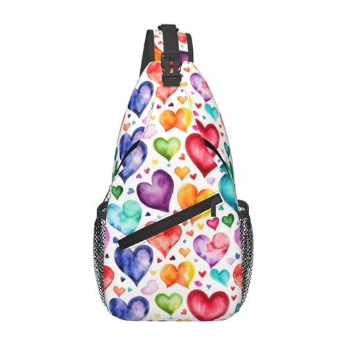 Mochila cruzada negra con estampado de corazones miniatura 1