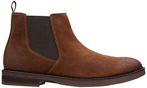 Clarks Men's Paulson Up Chelsea Boot, Dark Tan Suede, 6.5 UK