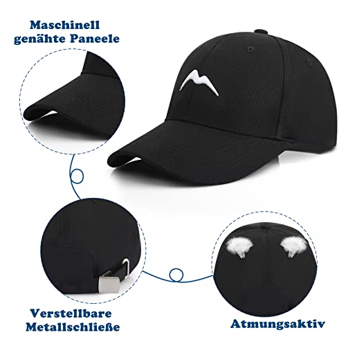 Foto von Momoshe Cap Herren Schwarz Damen Basecap Baumwoll Männer Verstellbar Baseball Kappe Running Polo Bergspitzen Stickerei Atmungsaktiv Cappy Sport