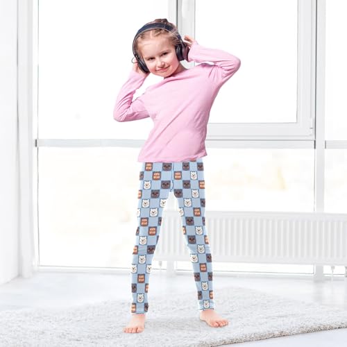senya Girls Printed Leggings Yoga Pants Bear Checked Pattern for Kids in 4t to 10 Years, 4T4