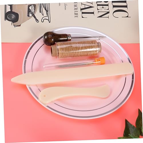 AKOOSY 10-Teiliges Buchbindewerkzeug-Set Mit Holzgriffahle Großen Nadeln Gewachstem Leinenfaden Und Falzbein Für Handgefertigte Bücher Diy Buchbinden Und Nähzubehör