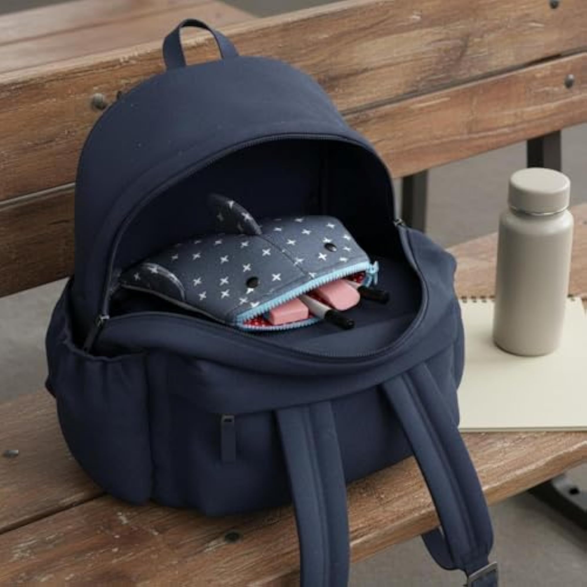 Star Print Shark Pouch, Large Capacity Stationery Bag