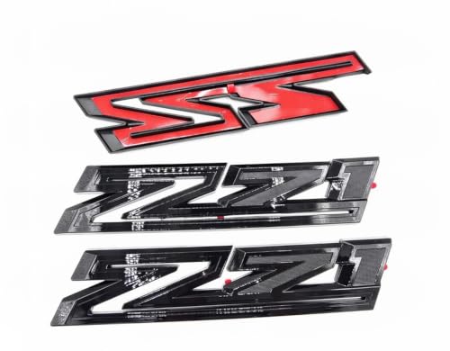 Image of 2X Large Size Z71 RH LH Side Fender Emblem Nameplate Badge Decal Replacement for 2019-2021 Chevy Silverado (Overlay Gloss Black)