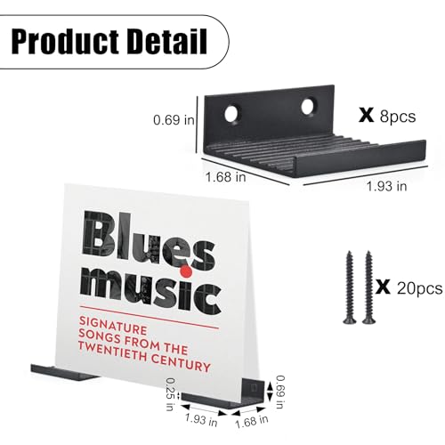 Image of CAPHONT Widen Thicken Vinyl Wall Mount Hook 8 Pack, Metal Heavy Duty Tile Display Wall Hanger for Picture Frame Ceramic Record Holder Large Mirror, Small, Black, CP2404WH