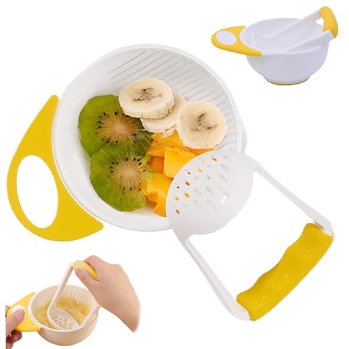 Kalastussaari Baby Food Maker with Handle Food Grade Large Capacity Baby Puree Maker with Masher Non-Slip Heat Resistant Grinder for New Parents