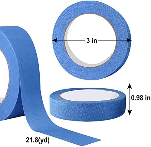 Decorating Masking Tape for Painting Blue Decorators Tape Painters Tape 3D Printer Tape for Artist Indoor 10 Rolls 25mm