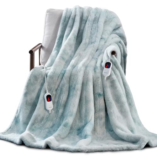 Guohaoi Heated Blanket, Soft Faux Rabbit Fur Electric Throw, 84"×90" - image 1